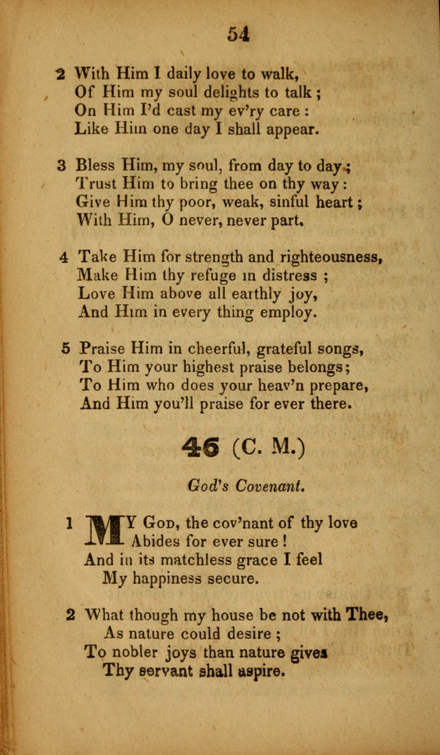 A Collection of Hymns, intended for the use of the citizens of Zion, whose privilege it is to sing the high praises of God, while passing through the wilderness, to their glorious inheritance above. page 54