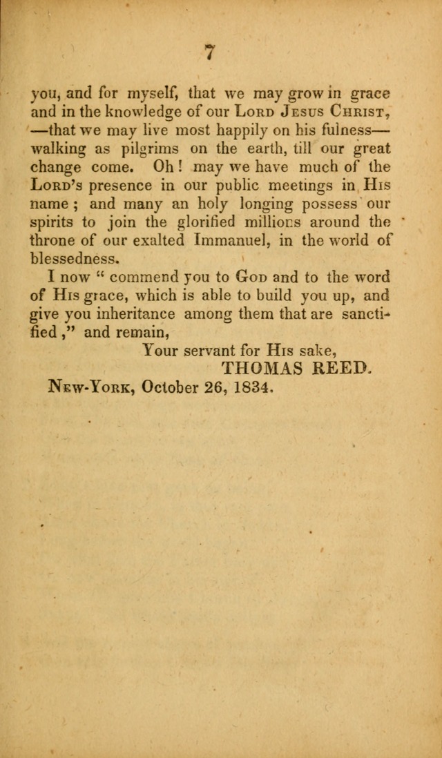 A Collection of Hymns, intended for the use of the citizens of Zion, whose privilege it is to sing the high praises of God, while passing through the wilderness, to their glorious inheritance above. page 7