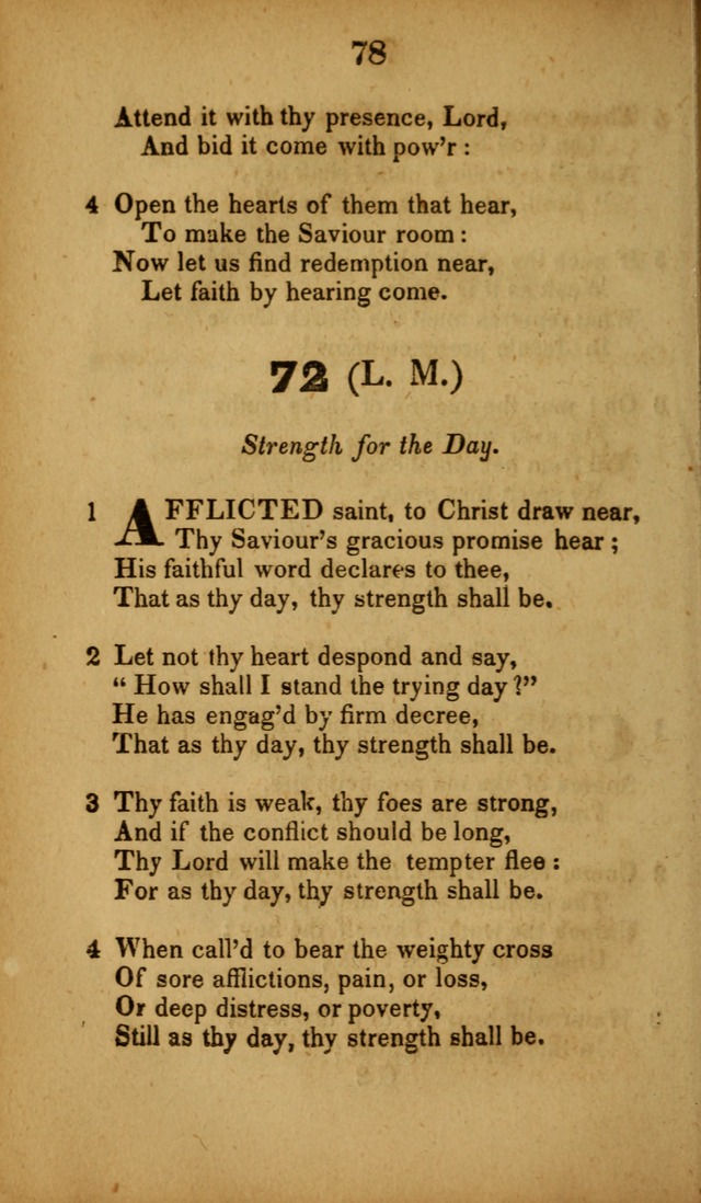 A Collection of Hymns, intended for the use of the citizens of Zion, whose privilege it is to sing the high praises of God, while passing through the wilderness, to their glorious inheritance above. page 78