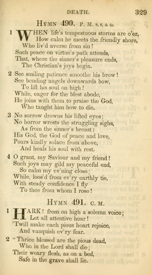 A Collection of Hymns and a Liturgy: for the use of Evangelical Lutheran Churches, to which are added prayers for families and individuals (New and Enl. Stereotype Ed.) page 329