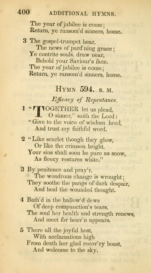 A Collection of Hymns and a Liturgy: for the use of Evangelical Lutheran Churches, to which are added prayers for families and individuals (New and Enl. Stereotype Ed.) page 400