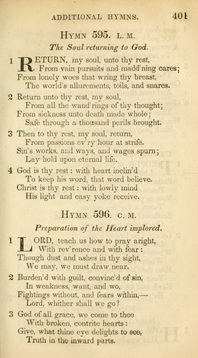 A Collection of Hymns and a Liturgy: for the use of Evangelical Lutheran Churches, to which are added prayers for families and individuals (New and Enl. Stereotype Ed.) page 401