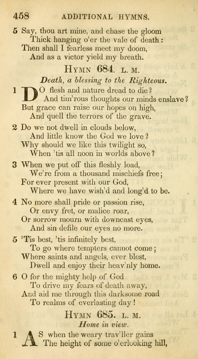 A Collection of Hymns and a Liturgy: for the use of Evangelical Lutheran Churches, to which are added prayers for families and individuals (New and Enl. Stereotype Ed.) page 458