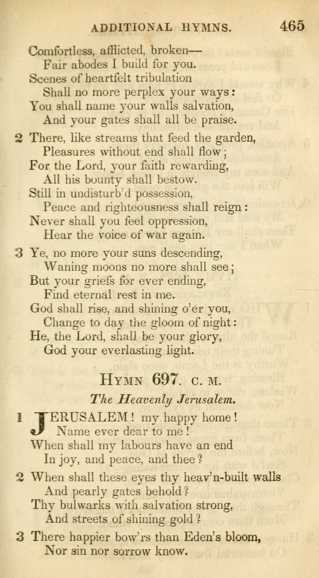 A Collection of Hymns and a Liturgy: for the use of Evangelical Lutheran Churches, to which are added prayers for families and individuals (New and Enl. Stereotype Ed.) page 465