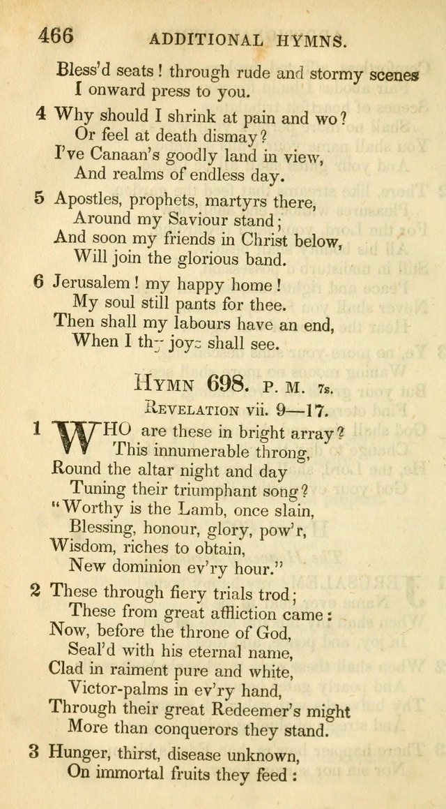 A Collection of Hymns and a Liturgy: for the use of Evangelical Lutheran Churches, to which are added prayers for families and individuals (New and Enl. Stereotype Ed.) page 466