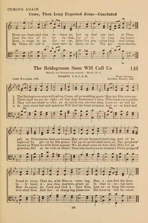 Church Hymnal, Mennonite: a collection of hymns and sacred songs suitable for use in public worship, worship in the home, and all general occasions (1st ed. ) [with Deutscher Anhang] page 109