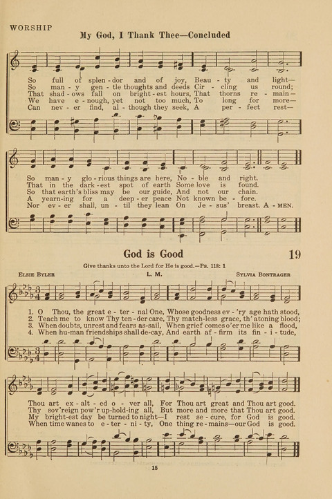 Church Hymnal, Mennonite: a collection of hymns and sacred songs suitable for use in public worship, worship in the home, and all general occasions (1st ed. ) [with Deutscher Anhang] page 15