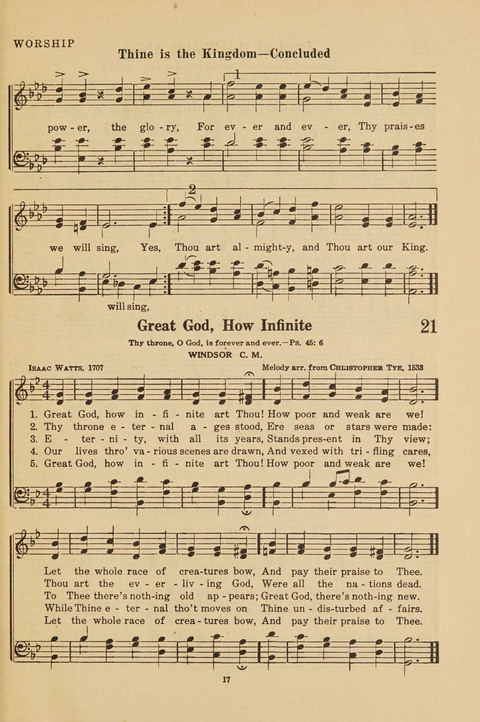 Church Hymnal, Mennonite: a collection of hymns and sacred songs suitable for use in public worship, worship in the home, and all general occasions (1st ed. ) [with Deutscher Anhang] page 17