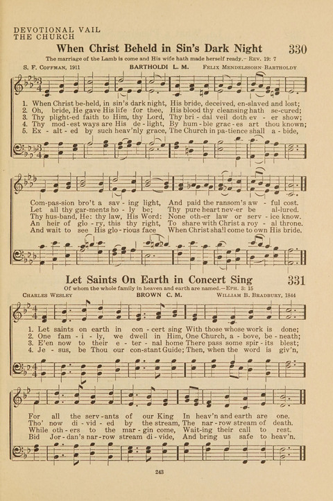 Church Hymnal, Mennonite: a collection of hymns and sacred songs suitable for use in public worship, worship in the home, and all general occasions (1st ed. ) [with Deutscher Anhang] page 243