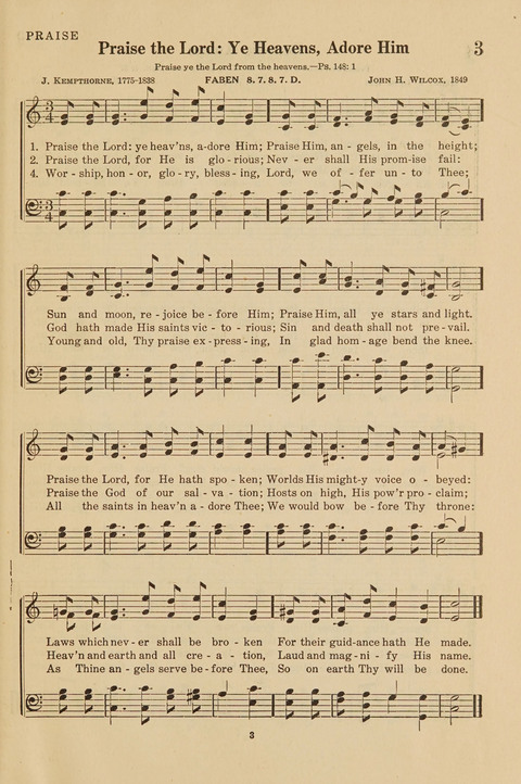 Church Hymnal, Mennonite: a collection of hymns and sacred songs suitable for use in public worship, worship in the home, and all general occasions (1st ed. ) [with Deutscher Anhang] page 3