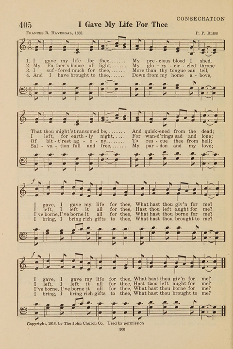 Church Hymnal, Mennonite: a collection of hymns and sacred songs suitable for use in public worship, worship in the home, and all general occasions (1st ed. ) [with Deutscher Anhang] page 300