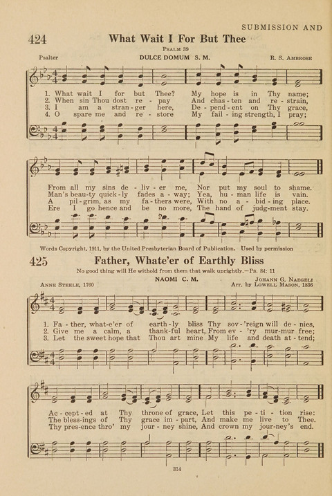 Church Hymnal, Mennonite: a collection of hymns and sacred songs suitable for use in public worship, worship in the home, and all general occasions (1st ed. ) [with Deutscher Anhang] page 314