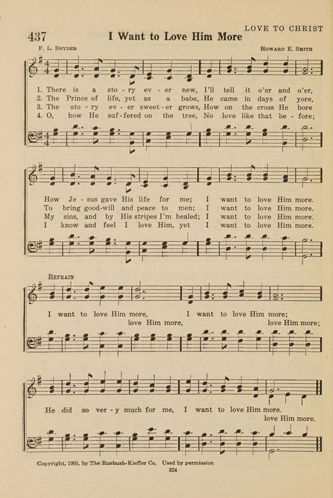 Church Hymnal, Mennonite: a collection of hymns and sacred songs suitable for use in public worship, worship in the home, and all general occasions (1st ed. ) [with Deutscher Anhang] page 324