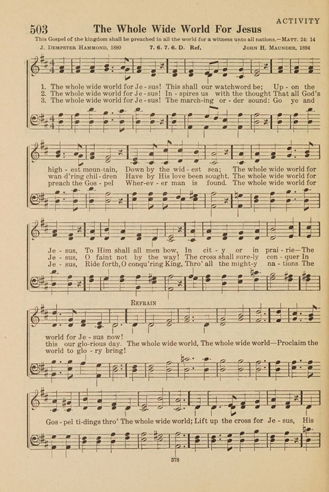 Church Hymnal, Mennonite: a collection of hymns and sacred songs suitable for use in public worship, worship in the home, and all general occasions (1st ed. ) [with Deutscher Anhang] page 378