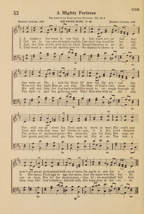 Church Hymnal, Mennonite: a collection of hymns and sacred songs suitable for use in public worship, worship in the home, and all general occasions (1st ed. ) [with Deutscher Anhang] page 38