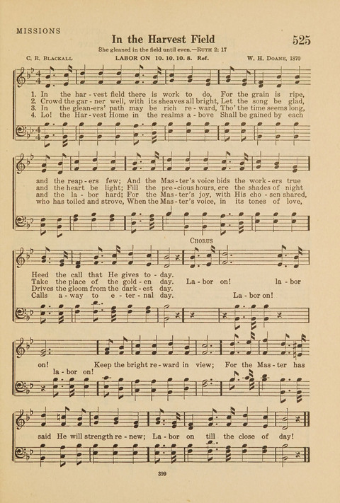 Church Hymnal, Mennonite: a collection of hymns and sacred songs suitable for use in public worship, worship in the home, and all general occasions (1st ed. ) [with Deutscher Anhang] page 399