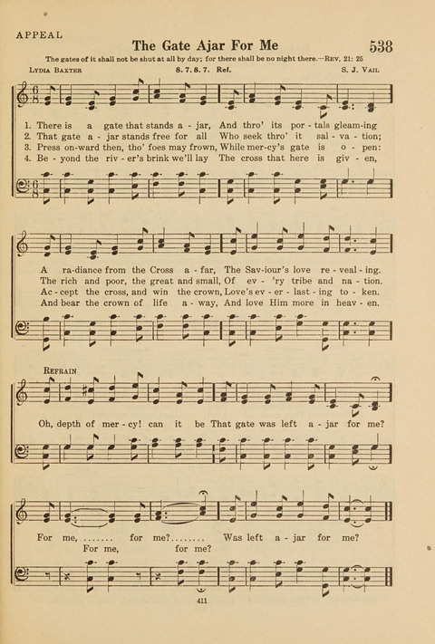 Church Hymnal, Mennonite: a collection of hymns and sacred songs suitable for use in public worship, worship in the home, and all general occasions (1st ed. ) [with Deutscher Anhang] page 411