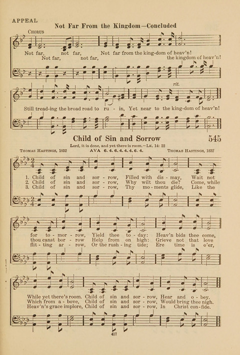 Church Hymnal, Mennonite: a collection of hymns and sacred songs suitable for use in public worship, worship in the home, and all general occasions (1st ed. ) [with Deutscher Anhang] page 417