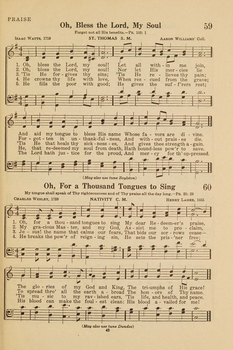 Church Hymnal, Mennonite: a collection of hymns and sacred songs suitable for use in public worship, worship in the home, and all general occasions (1st ed. ) [with Deutscher Anhang] page 43