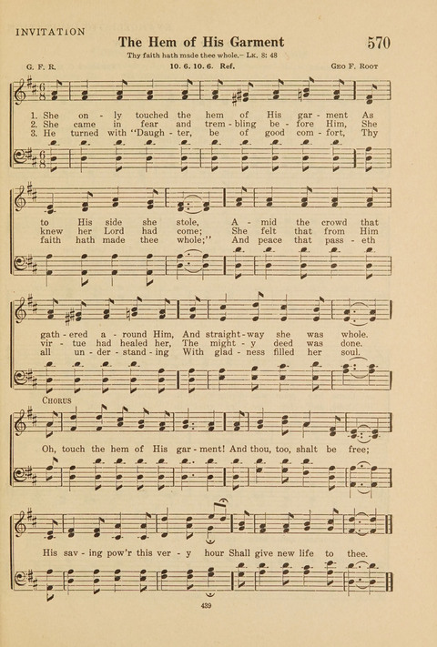 Church Hymnal, Mennonite: a collection of hymns and sacred songs suitable for use in public worship, worship in the home, and all general occasions (1st ed. ) [with Deutscher Anhang] page 439