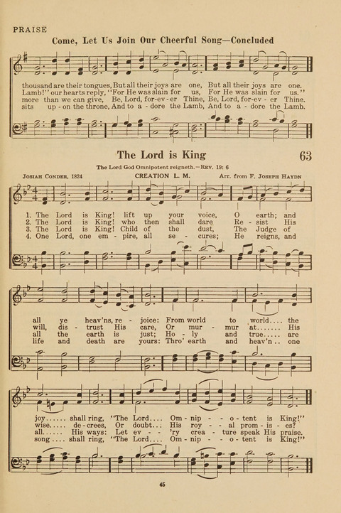 Church Hymnal, Mennonite: a collection of hymns and sacred songs suitable for use in public worship, worship in the home, and all general occasions (1st ed. ) [with Deutscher Anhang] page 45