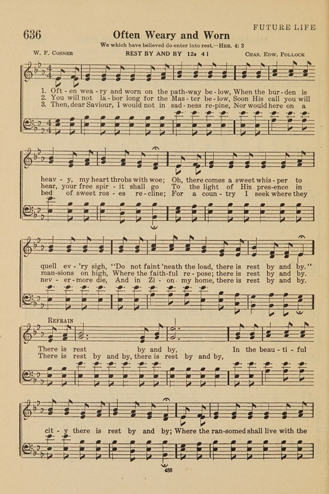 Church Hymnal, Mennonite: a collection of hymns and sacred songs suitable for use in public worship, worship in the home, and all general occasions (1st ed. ) [with Deutscher Anhang] page 488