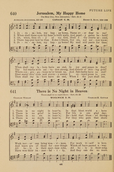 Church Hymnal, Mennonite: a collection of hymns and sacred songs suitable for use in public worship, worship in the home, and all general occasions (1st ed. ) [with Deutscher Anhang] page 492