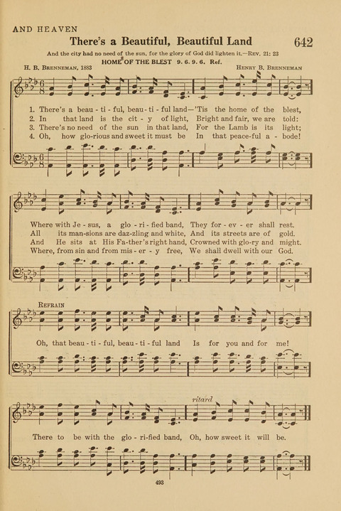 Church Hymnal, Mennonite: a collection of hymns and sacred songs suitable for use in public worship, worship in the home, and all general occasions (1st ed. ) [with Deutscher Anhang] page 493