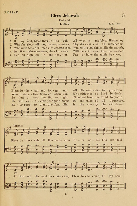 Church Hymnal, Mennonite: a collection of hymns and sacred songs suitable for use in public worship, worship in the home, and all general occasions (1st ed. ) [with Deutscher Anhang] page 5