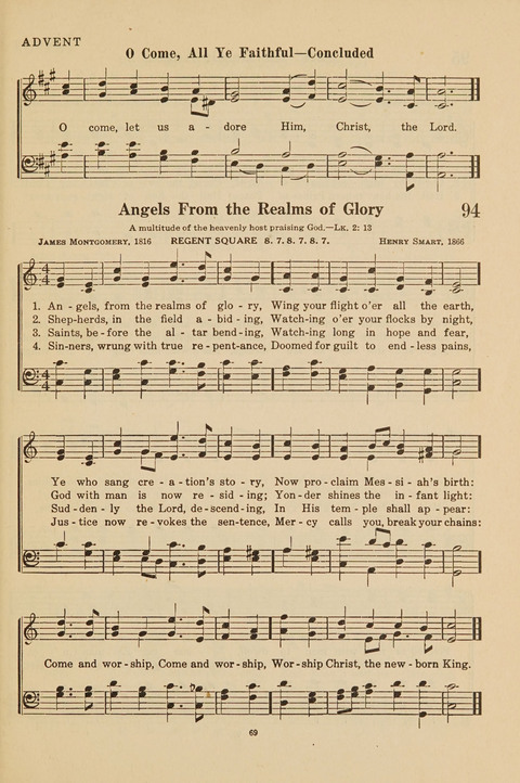 Church Hymnal, Mennonite: a collection of hymns and sacred songs suitable for use in public worship, worship in the home, and all general occasions (1st ed. ) [with Deutscher Anhang] page 69