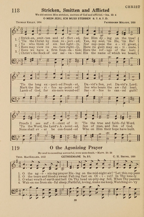 Church Hymnal, Mennonite: a collection of hymns and sacred songs suitable for use in public worship, worship in the home, and all general occasions (1st ed. ) [with Deutscher Anhang] page 88