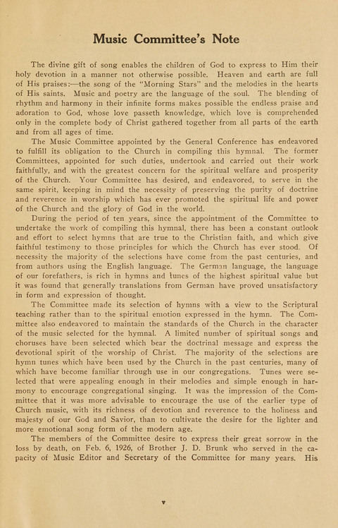 Church Hymnal, Mennonite: a collection of hymns and sacred songs suitable for use in public worship, worship in the home, and all general occasions (1st ed. ) [with Deutscher Anhang] page viii