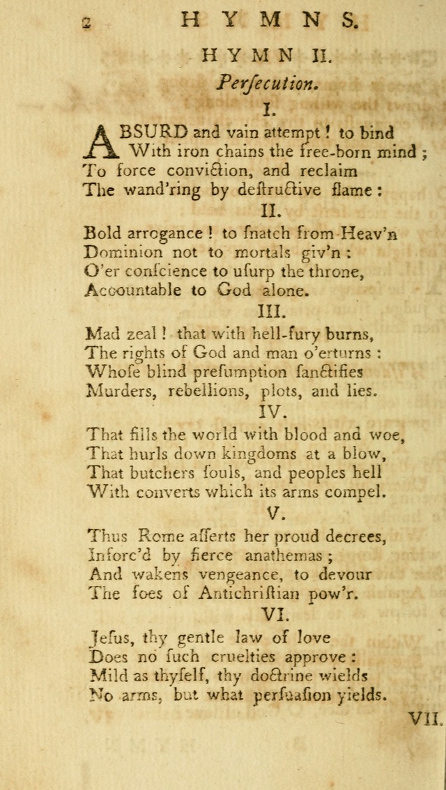 A Collection of Hymns, More Particularly Designed for the Use of the  West Society in Boston. (2nd ed. with Additions) page 2