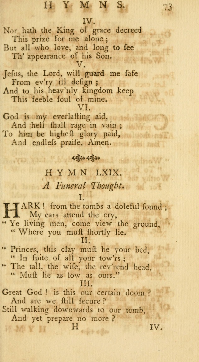 A Collection of Hymns, More Particularly Designed for the Use of the  West Society in Boston. (2nd ed. with Additions) page 73