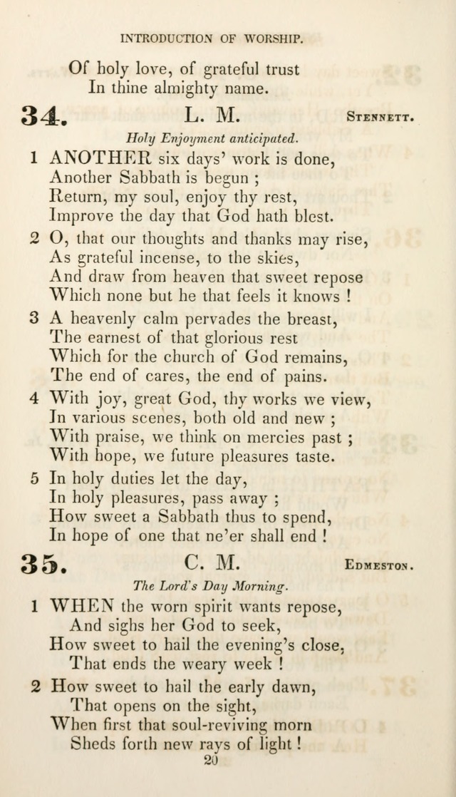 Christian Hymns for Public and Private Worship: a collection compiled  by a committee of the Cheshire Pastoral Association (11th ed.) page 20