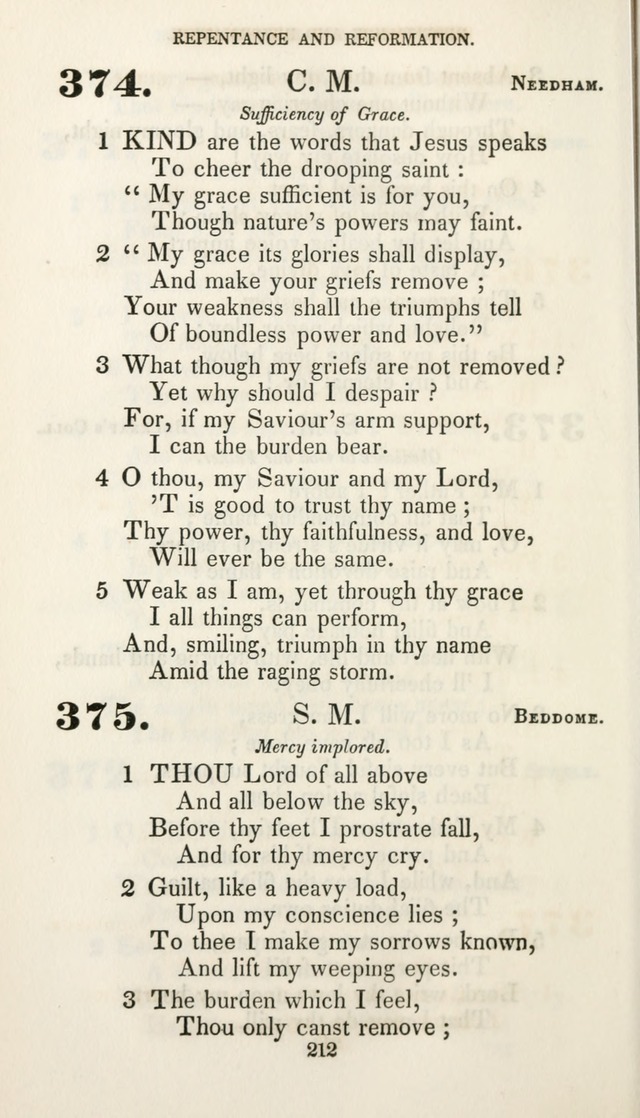 Christian Hymns for Public and Private Worship: a collection compiled  by a committee of the Cheshire Pastoral Association (11th ed.) page 212