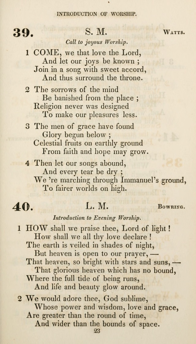 Christian Hymns for Public and Private Worship: a collection compiled  by a committee of the Cheshire Pastoral Association (11th ed.) page 23