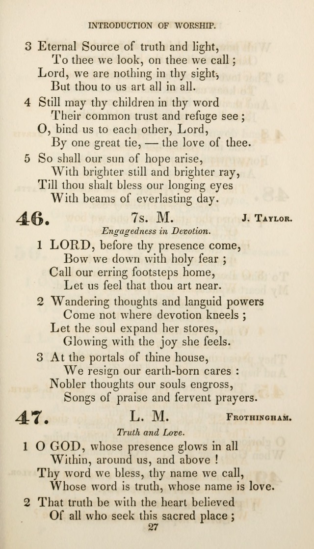 Christian Hymns for Public and Private Worship: a collection compiled  by a committee of the Cheshire Pastoral Association (11th ed.) page 27