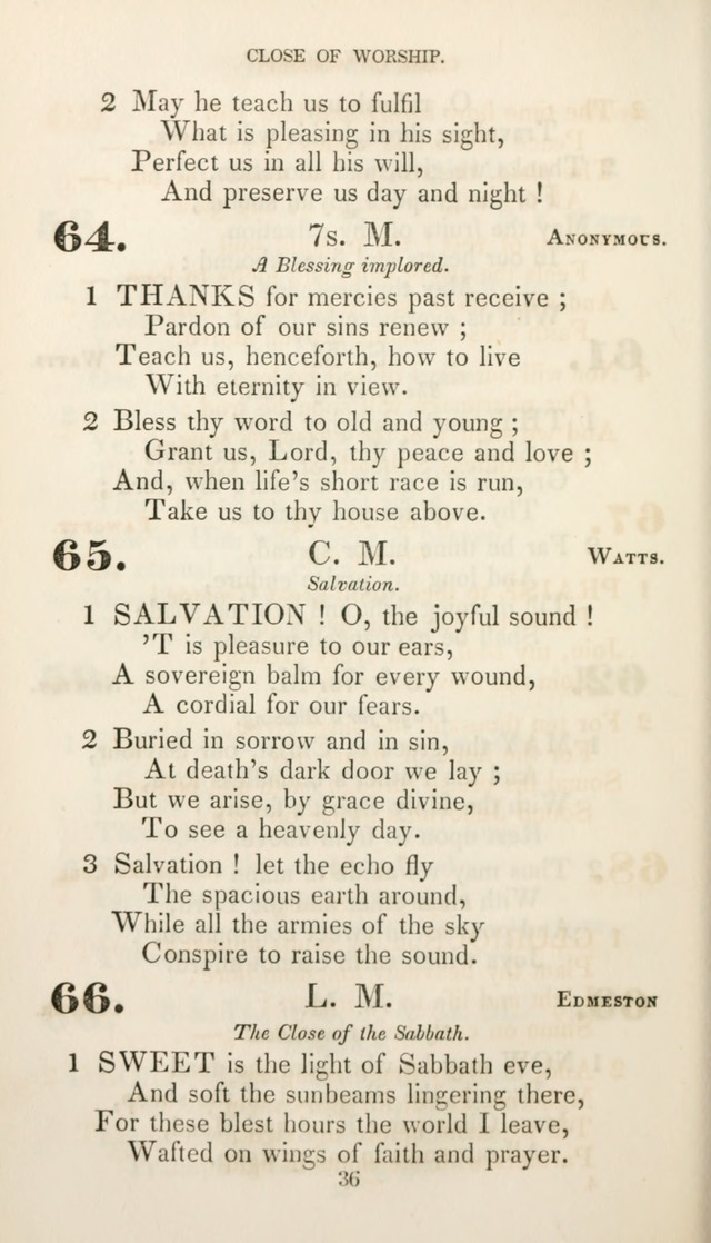 Christian Hymns for Public and Private Worship: a collection compiled  by a committee of the Cheshire Pastoral Association (11th ed.) page 36