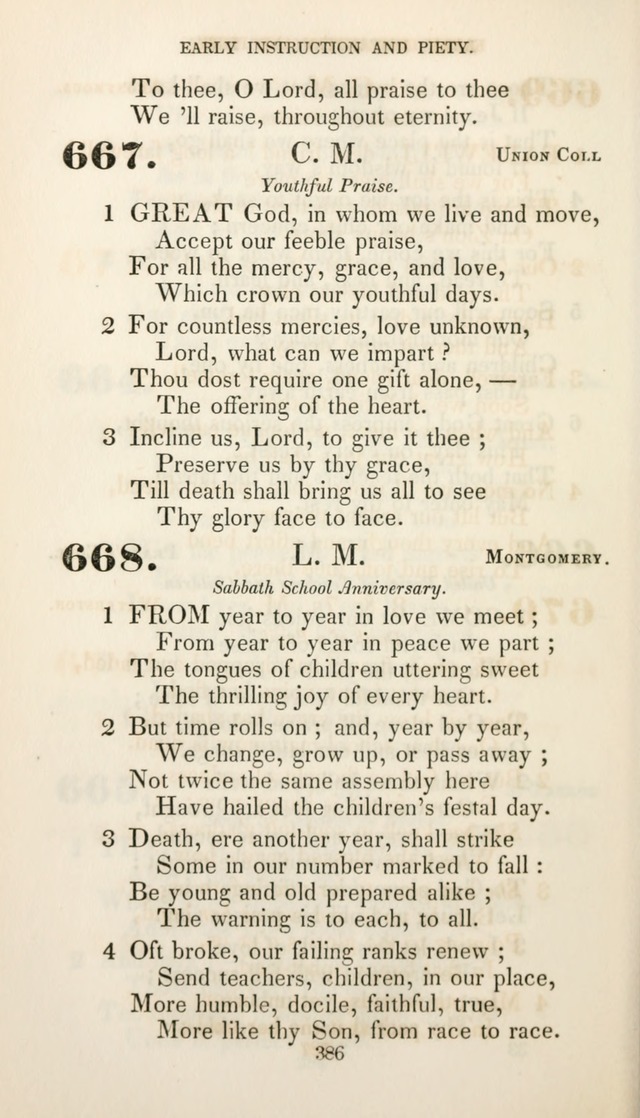 Christian Hymns for Public and Private Worship: a collection compiled  by a committee of the Cheshire Pastoral Association (11th ed.) page 386