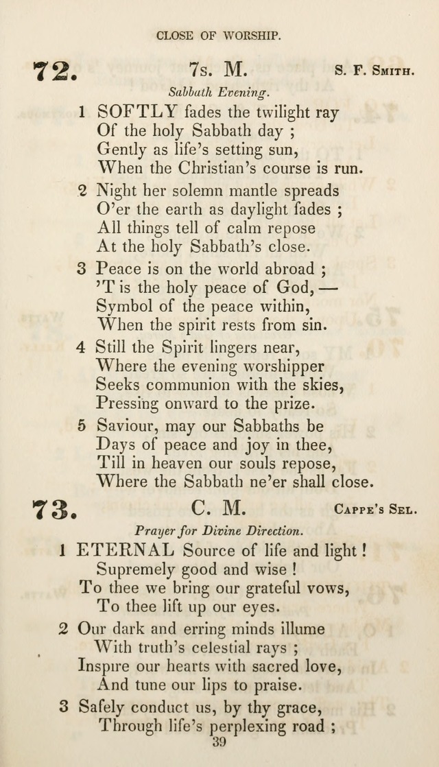 Christian Hymns for Public and Private Worship: a collection compiled  by a committee of the Cheshire Pastoral Association (11th ed.) page 39