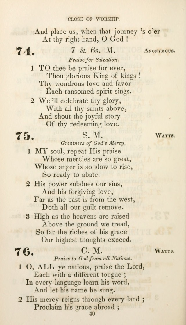 Christian Hymns for Public and Private Worship: a collection compiled  by a committee of the Cheshire Pastoral Association (11th ed.) page 40