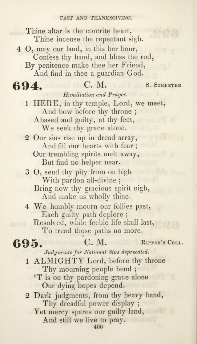 Christian Hymns for Public and Private Worship: a collection compiled  by a committee of the Cheshire Pastoral Association (11th ed.) page 400