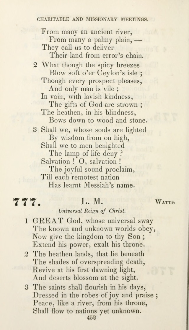 Christian Hymns for Public and Private Worship: a collection compiled  by a committee of the Cheshire Pastoral Association (11th ed.) page 452