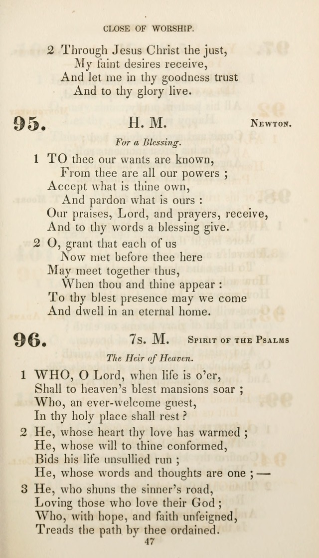 Christian Hymns for Public and Private Worship: a collection compiled  by a committee of the Cheshire Pastoral Association (11th ed.) page 47