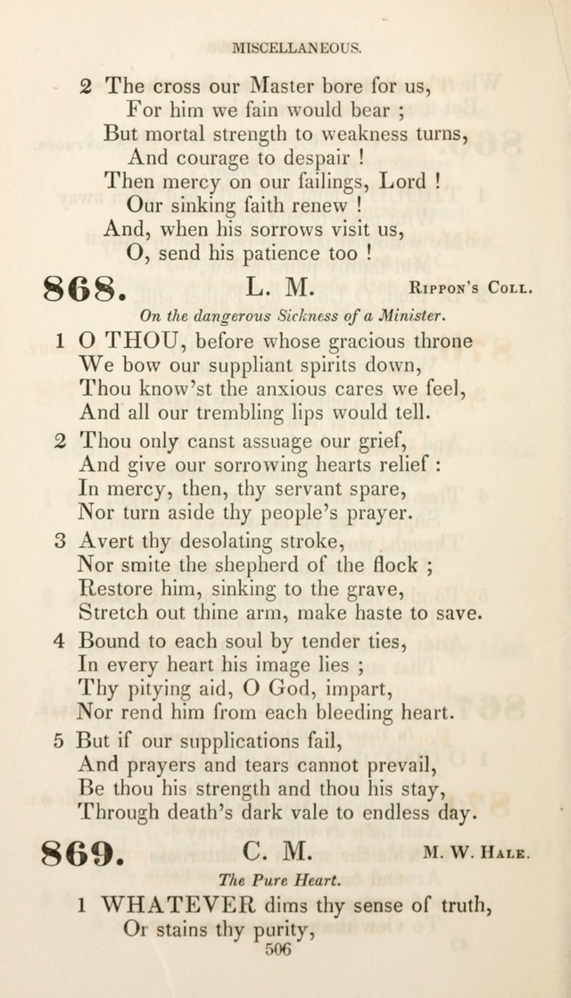 Christian Hymns for Public and Private Worship: a collection compiled  by a committee of the Cheshire Pastoral Association (11th ed.) page 506