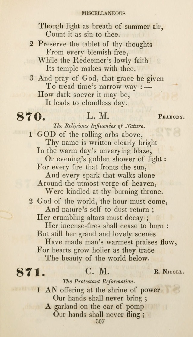 Christian Hymns for Public and Private Worship: a collection compiled  by a committee of the Cheshire Pastoral Association (11th ed.) page 507