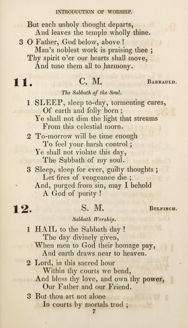 Christian Hymns for Public and Private Worship: a collection compiled  by a committee of the Cheshire Pastoral Association (11th ed.) page 7