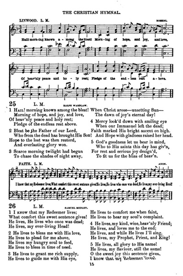 The Christian hymnal: a collection of hymns and tunes for congregational and social worship; in two parts (Rev.) page 15