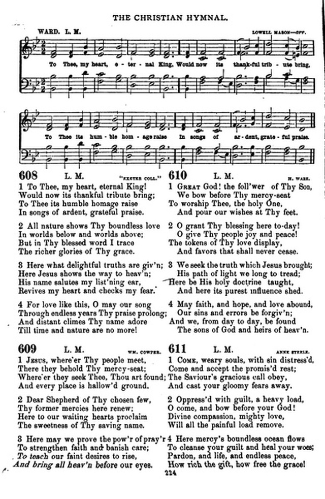 The Christian hymnal: a collection of hymns and tunes for congregational and social worship; in two parts (Rev.) page 224